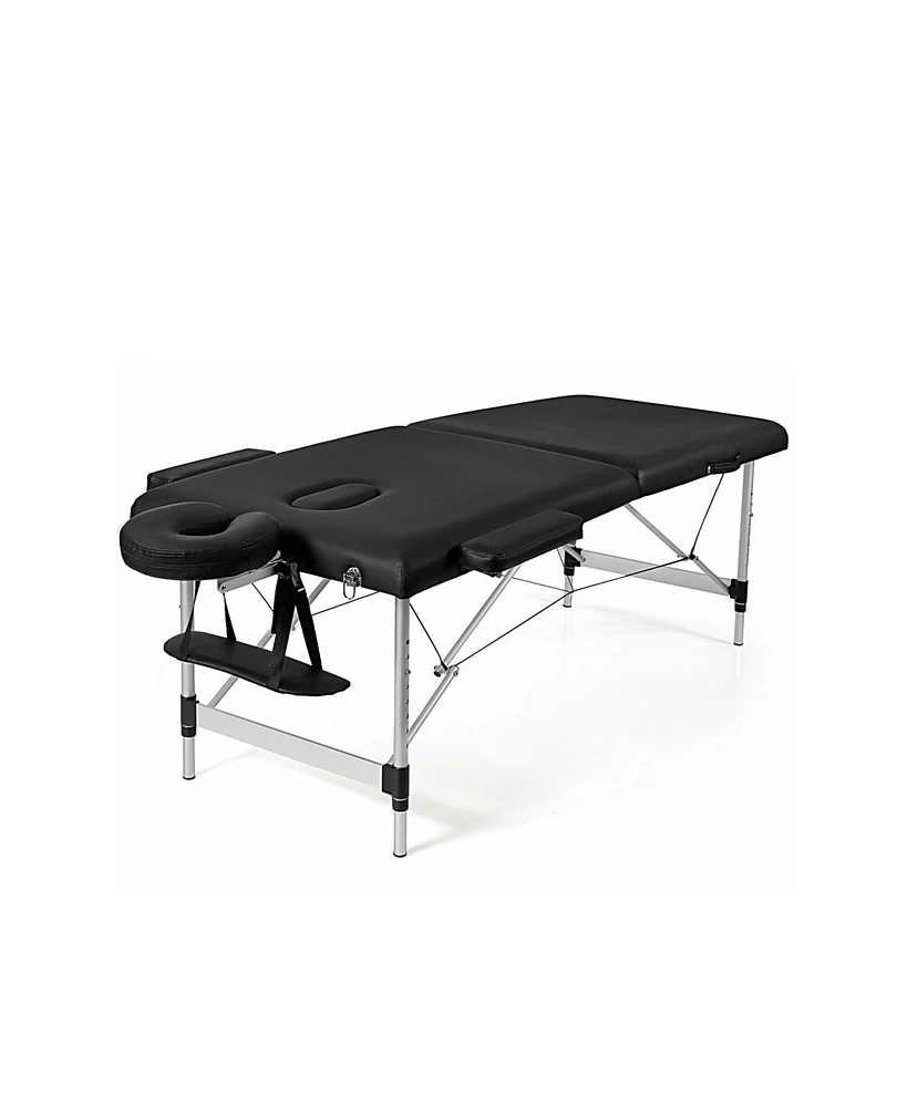 Skonyon 84 Inch L Portable Adjustable Massage Bed with Carry Case for Facial Salon Spa -Black