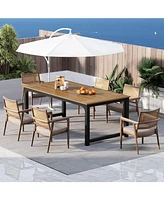 Tribesigns Outdoor Dining Table for 6, 70.9" x 35.4" Rectangular Patio Dining Table with Wpc Tabletop and Aluminum Frame for Garden, Backyard and Porc