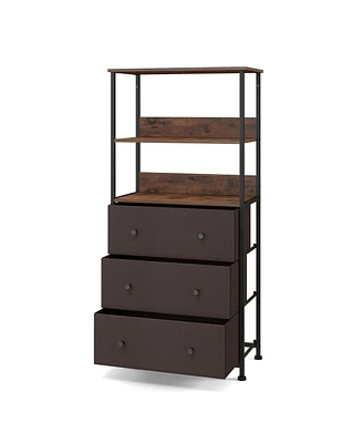 Skonyon Chest of Fabric Drawer with 3 Folding Fabric Drawers and Anti-tipping Devices-Brown