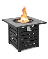 Sugift Square Propane Fire Pit Table with Lava Rocks and Rain Cover