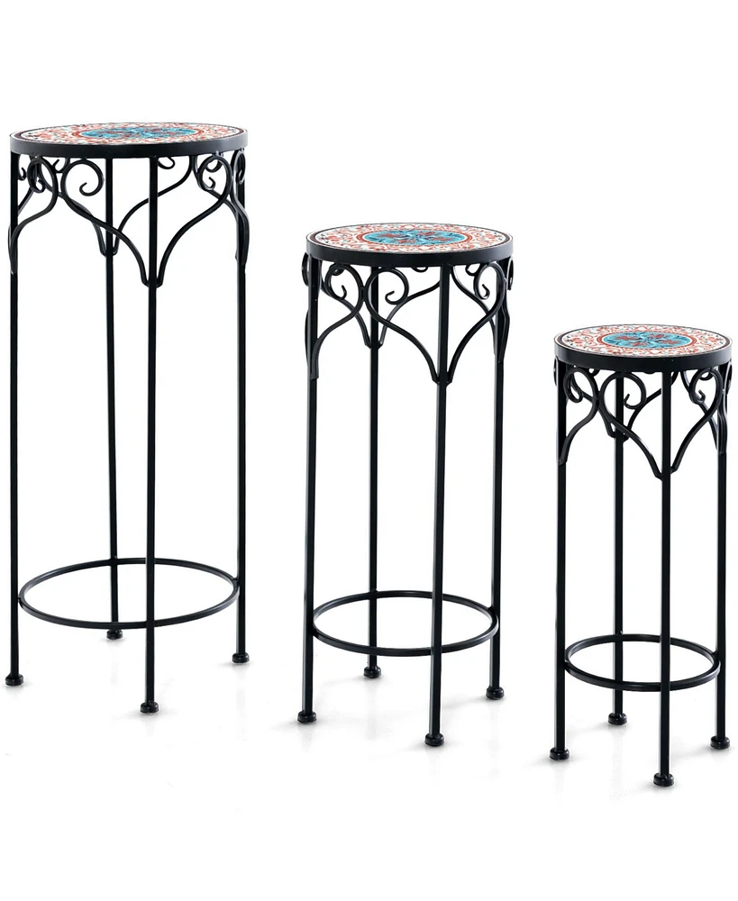 Sugift Decorative Flower Display Holder with Ceramic Top for Patio