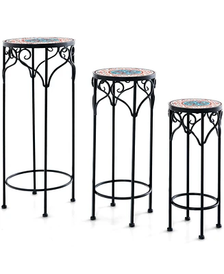 Sugift Decorative Flower Display Holder with Ceramic Top for Patio