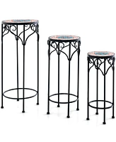 Sugift Decorative Flower Display Holder with Ceramic Top for Patio