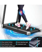 Vebreda Folding Electric Compact Walking Treadmill with App Control Speaker-Silver