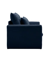 Simplie Fun Blue Corduroy Deep Seat Sofa Chair with Pillow