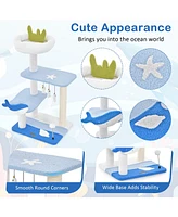Sugift 3-level Cat Tower with Sisal Covered Scratching Posts-Blue