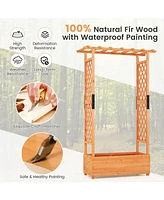 Sugift Raised Garden Bed with Arch Trellis-Orange