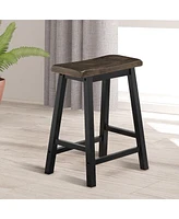 Skonyon 24 Inch Set of 2 Wood Counter Backless Height Saddle Stools for Kitchen and Pub