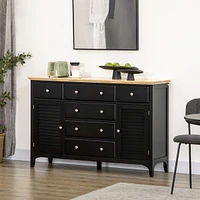 Black Sideboard Buffet with Adjustable Shelves