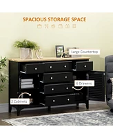 Streamdale Furniture Black Sideboard Buffet with Adjustable Shelves