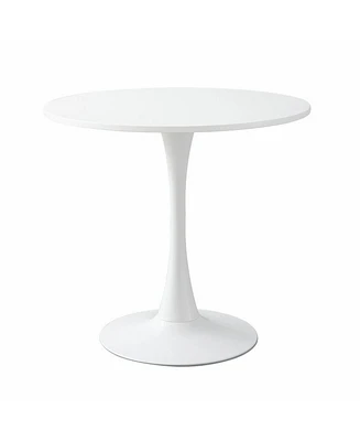 Simplie Fun Modern Mdf Top & Steel Base White Round Table