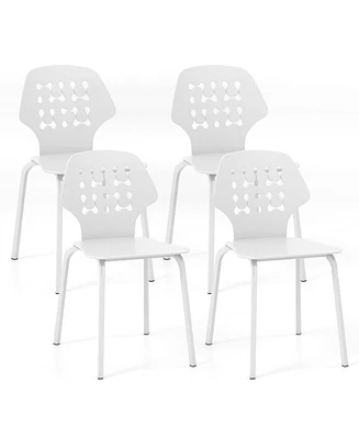 Skonyon Set of 4 Metal Dining Chair with Hollowed Backrest and Metal Legs