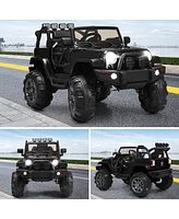 Vebreda 12V Kids Remote Control Riding Truck Car with Led Lights-White