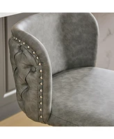 Adjustable Height Chrome Swivel Barstools with Tufted Upholstery (Set of 2)