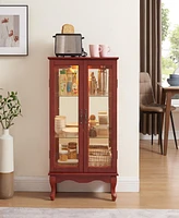 Streamdale Furniture Lighted Display Cabinet with Glass Doors and Adjustable Shelves