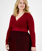 Robbie Bee Plus Pleated Sweater Dress