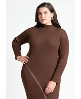 Eloquii Plus Size Turtle Neck Sweater Dress W Zipper Slit