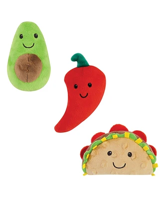 Luvable Friends Dog Squeaky Plush Dog Mini Toy Set, Taco Party, One Size