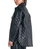 Elan Women's Collared Diamond-Quilted Long-Sleeve Jacket