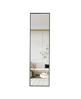 Wall-Mounted Aluminum Alloy Mirror, Black 65" x 23" (W115158162)