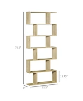 Streamdale Furniture 6-Shelf Wooden Bookshelf Display Stand Organizer (75.5"H, Oak)