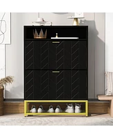 Streamdale Furniture Freestanding Shoe Cabinet with Flip Drawers