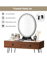 Sugift Industrial Makeup Dressing Table with 3 Lighting Modes-Rustic Brown