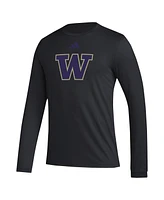 Adidas Men's Black Washington Huskies Primary Locker Logo Pre-Game Long Sleeve T-Shirt