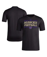 Adidas Men's Black Washington Huskies Locker Football Pre-Game Aeroready T-Shirt