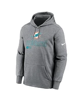 Nike Men's Heather Gray Miami Dolphins Big Tall Performance Pullover Hoodie