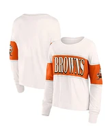 Fanatics Women's Cream Cleveland Browns Antique Block Long Sleeve T-Shirt