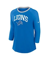 Nike Women's Blue Detroit Lions Raglan 3/4 Sleeve T-Shirt