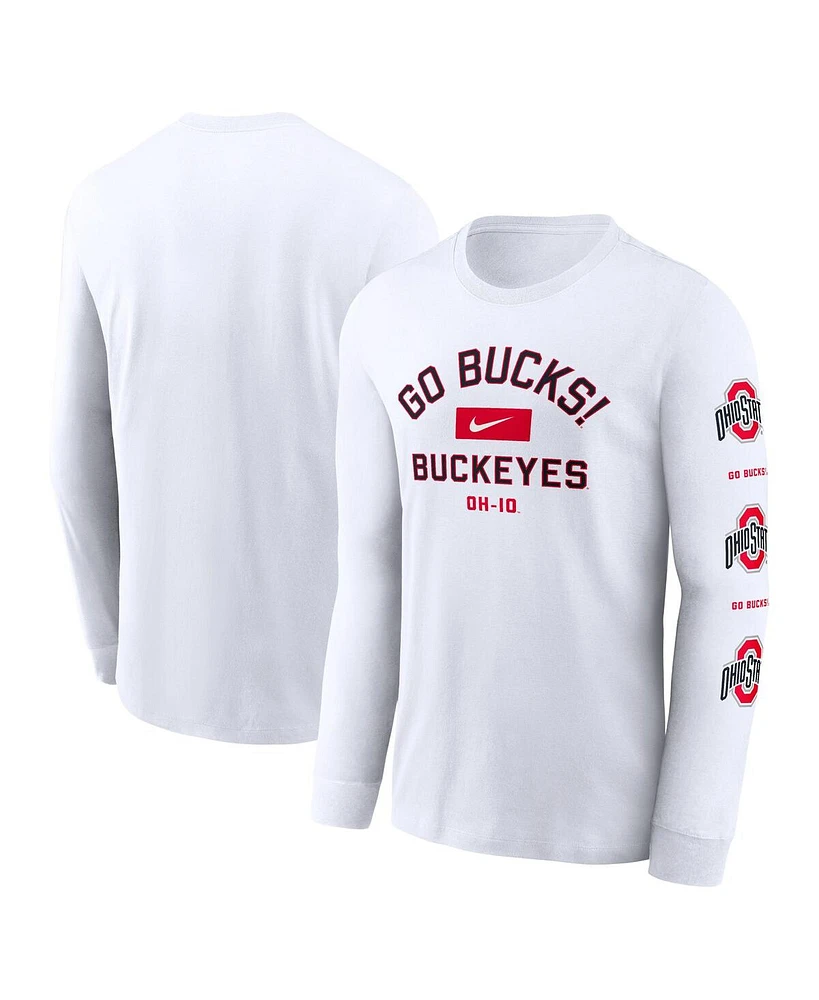 Nike Men's White Ohio State Buckeyes Primetime Classic Location Long Sleeve T-Shirt