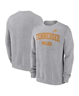 Nike Men's Heather Gray Tennessee Volunteers Legacy Classic Tackle Twill Embroidered Arch Over Logo Pullover Sweatshirt