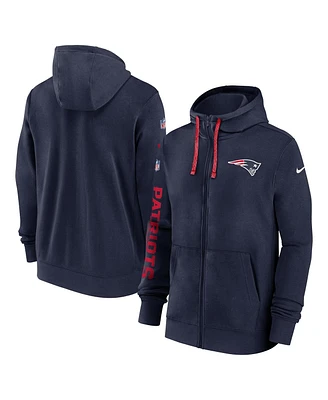 Nike Men's Navy New England Patriots 2024 Sideline Club Full-Zip Hoodie