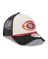 New Era Men's Stone/Black San Francisco 49ers 2024 Sideline Historic 9FORTY A-Frame Trucker Adjustable Hat