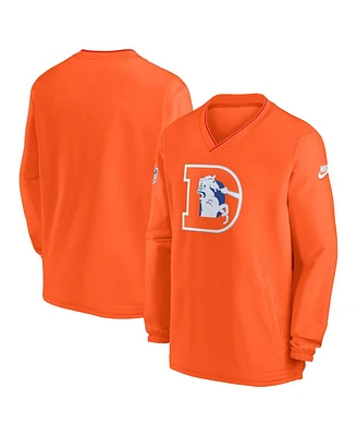 Nike Men's Orange Denver Broncos Throwback Logo Long-Sleeve V-Neck Windshirt