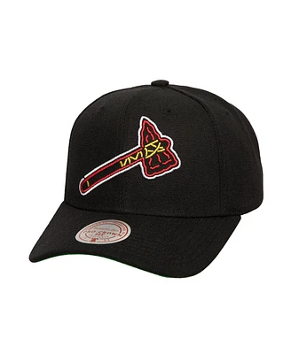 Mitchell & Ness Men's Black Atlanta Braves Neon Logo Pro Crown Adjustable Hat