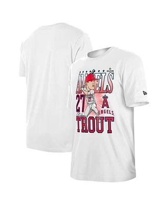 New Era Men's Mike Trout White Los Angeles Angels Caricature T-Shirt