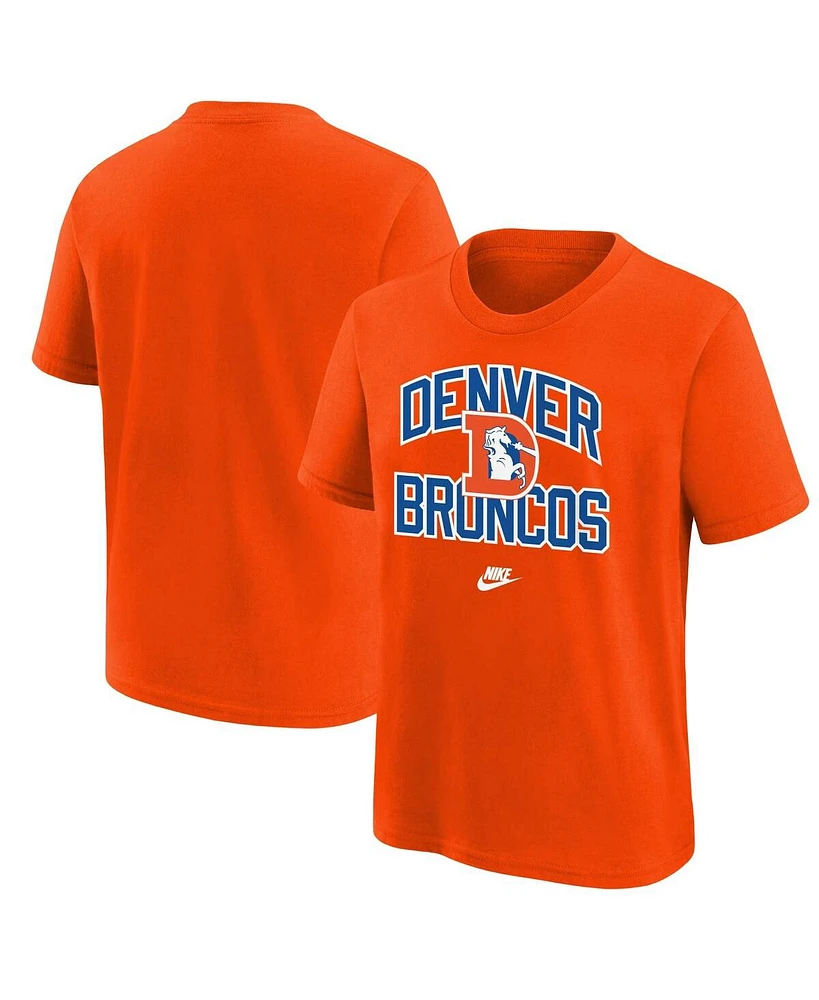 Nike Big Boys and Girls Orange Denver Broncos Throwback Logo Legend T-Shirt