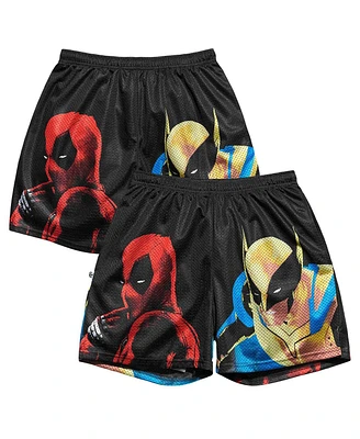 Chalk Line Men's Black Deadpool Wolverine Color Pop Retro Shorts