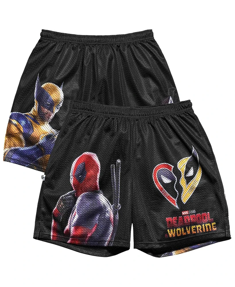 Chalk Line Men's Black Deadpool Wolverine Best Friends Retro Shorts