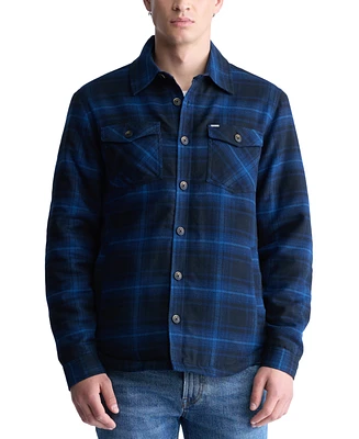 Men's Jalika Long Sleeve Button-Front Plaid Shirt Jacket