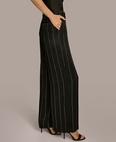 Donna Karan New York Women's Wide Leg Satin Pinstripe Pants