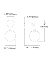 Dainolite 14" Glass, Metal Dayana Down Light Wall Sconce with Glass