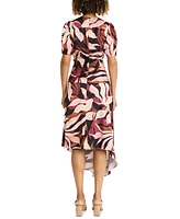 Maggy London Women's Printed Ruched Midi Dress