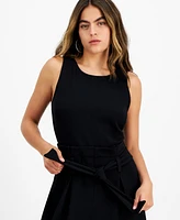 Bar Iii Petite Women's Sleeveless Crewneck Tie-Waist Jumpsuit, Created for Macy's
