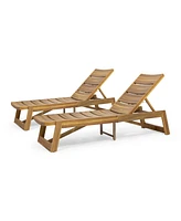 Acacia Wood Chaise Lounge Set (Set Of 2)