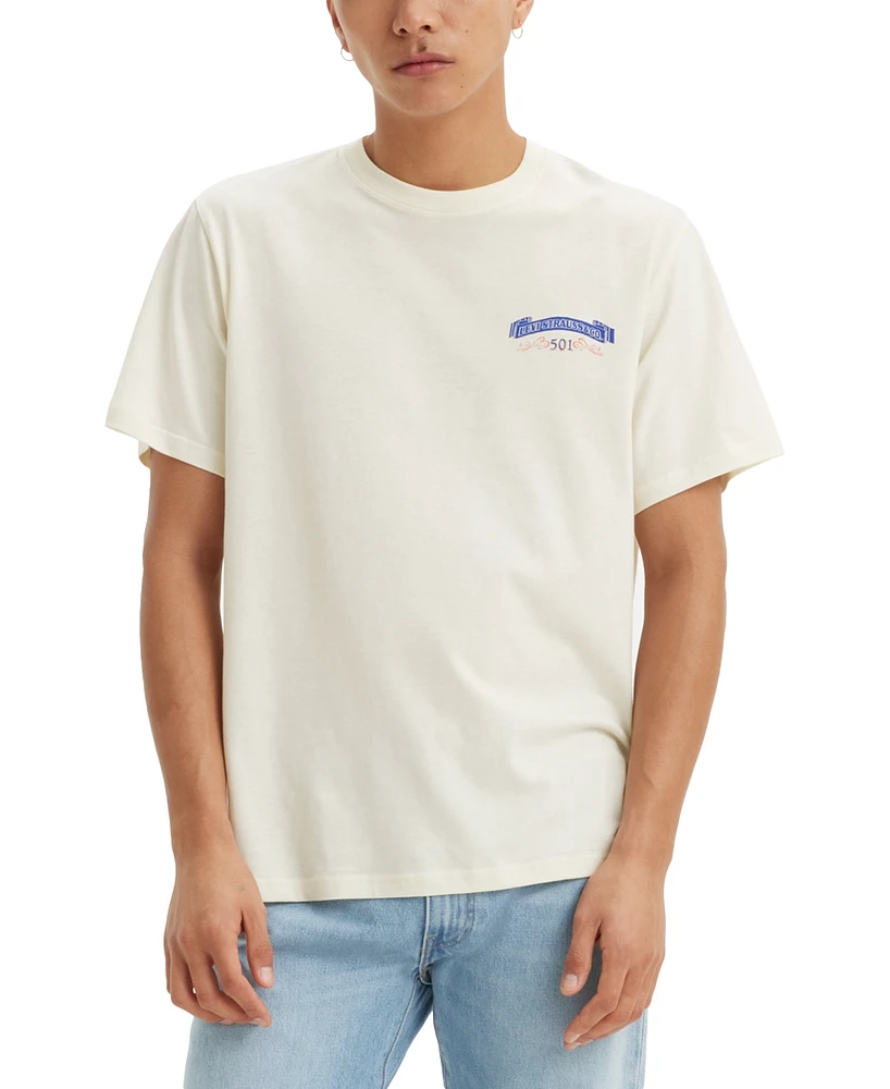 Levi's Men's Relaxed Fit Short Sleeve Crewneck Egret Graphic T-Shirt