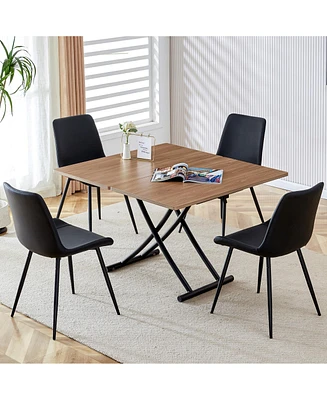 Simplie Fun Modern Multifunctional Lift Table and Faux Leather Dining Chairs